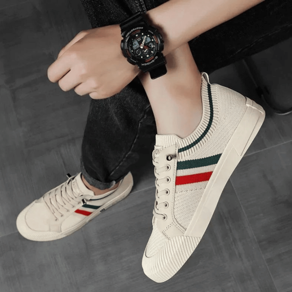 Maxime - Knit Trainers with Contrast Stripes