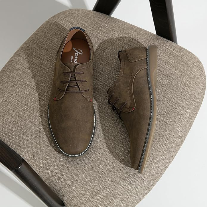 Jerome - Brown Suede-Look Derby Shoes