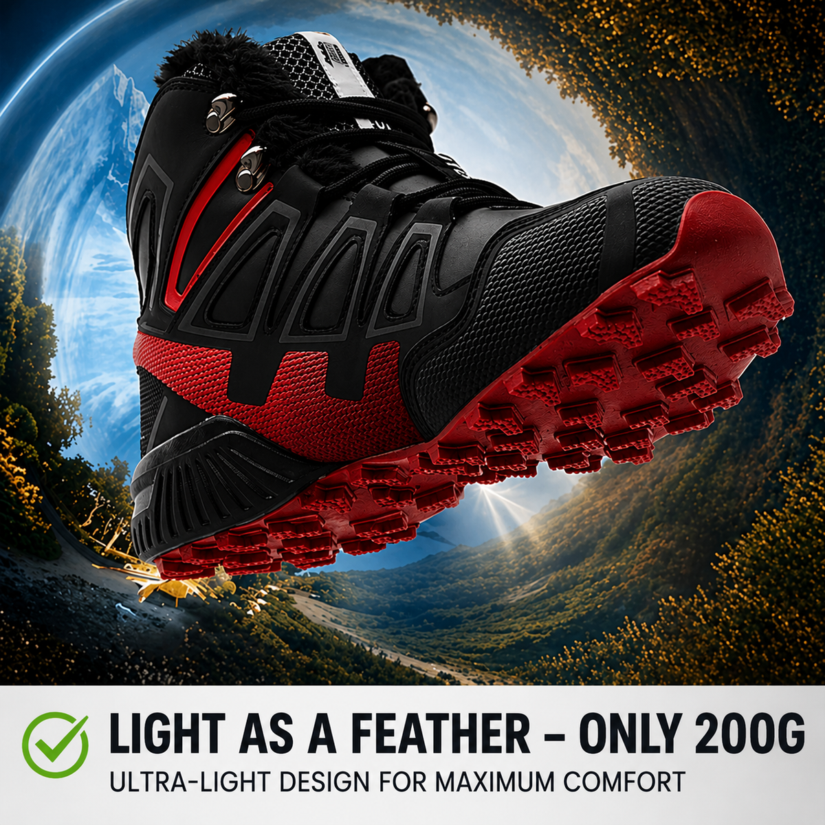 Guillaume - Black High-Top Trail Shoes