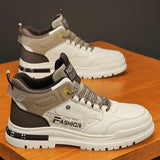 Remi - Beige and Navy High-Top Trainers