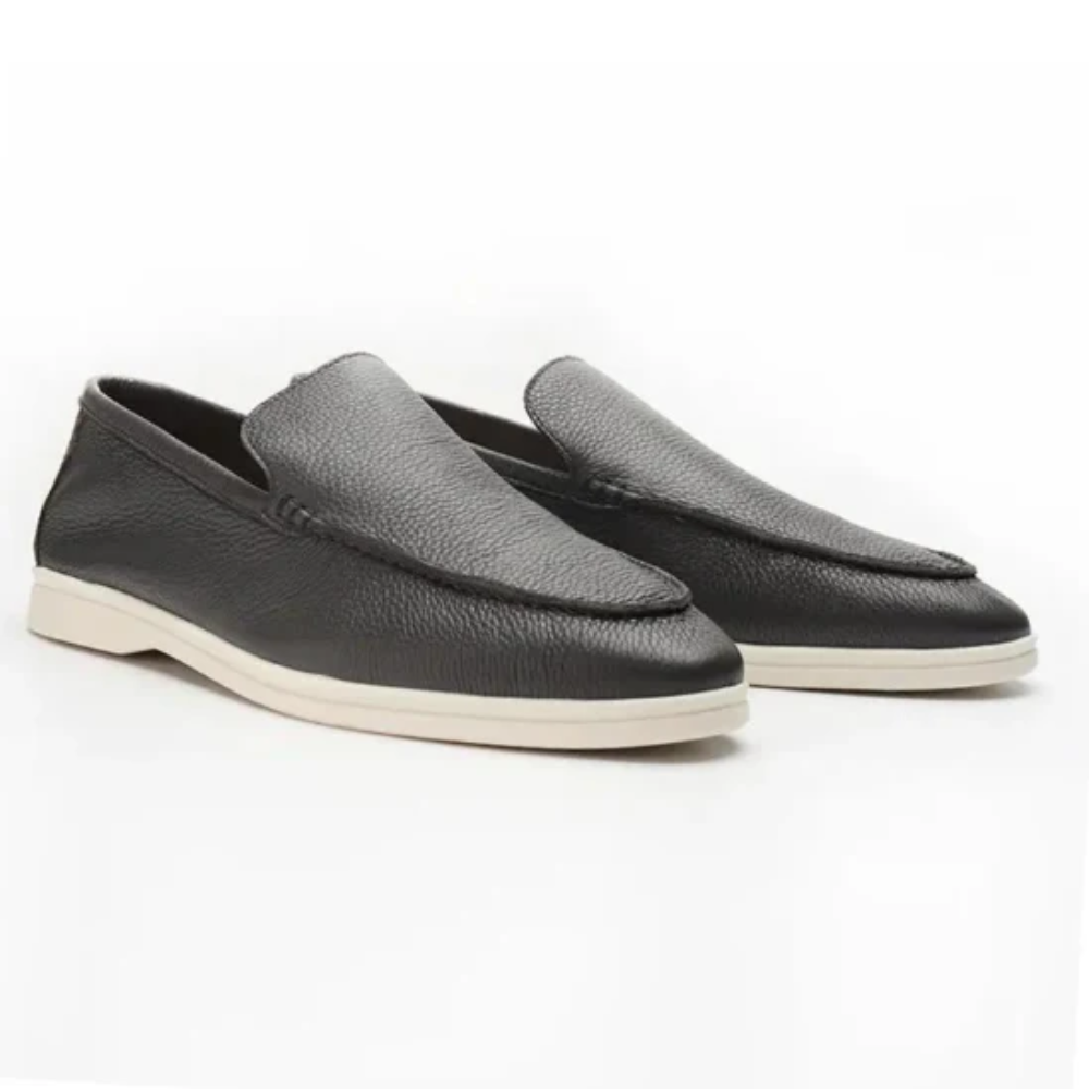 Antoine - Textured Leather Loafers