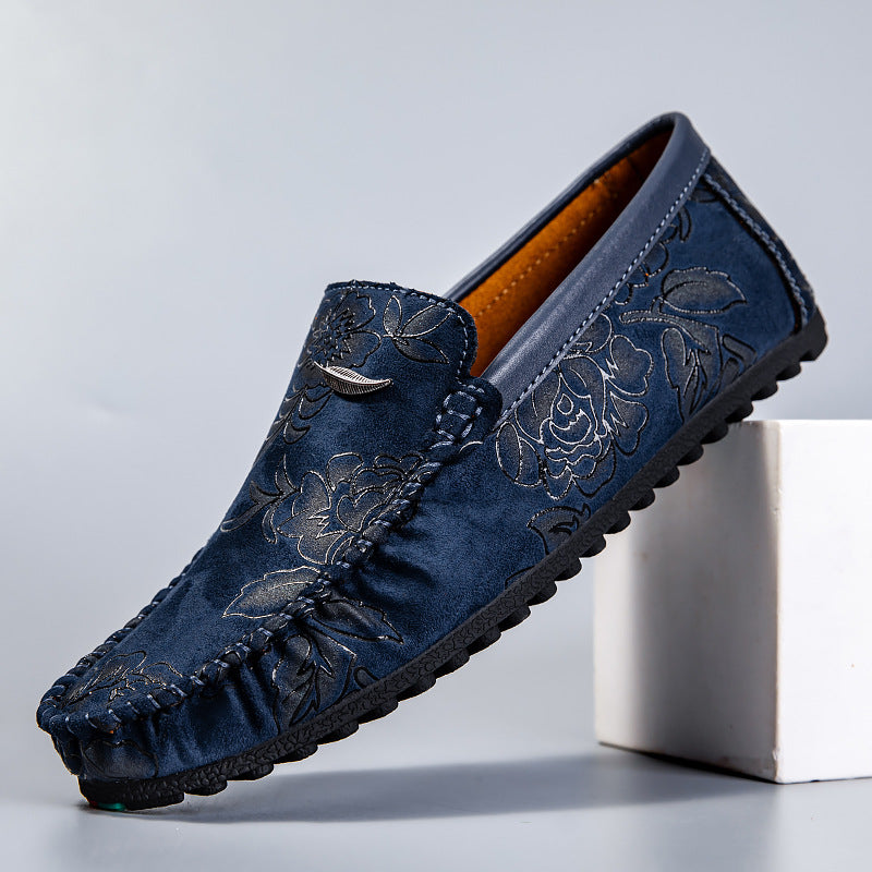 Marc - Floral Embossed Leather Loafers