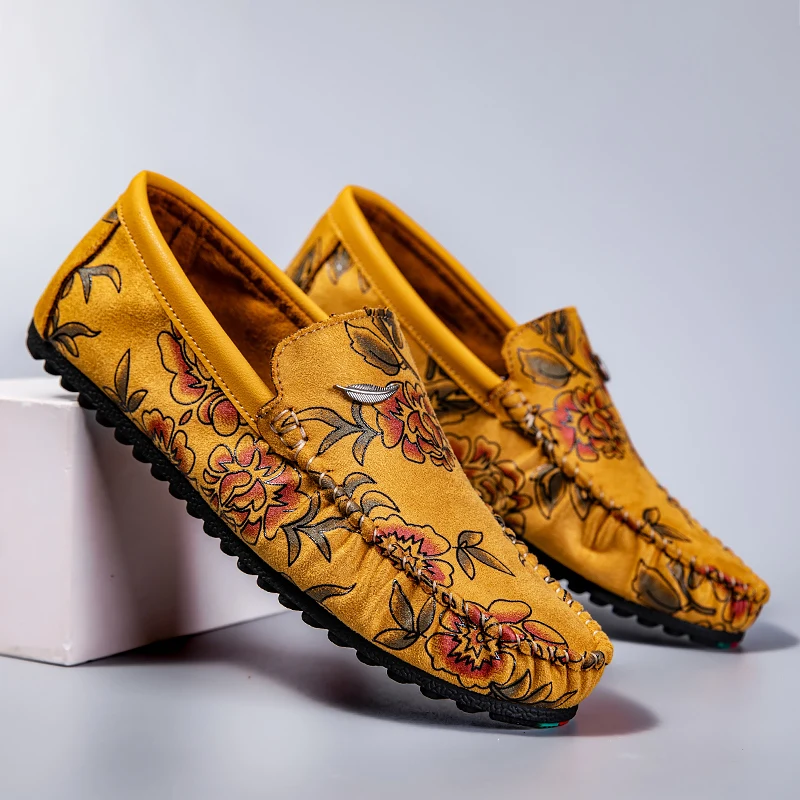 Marc - Floral Embossed Leather Loafers