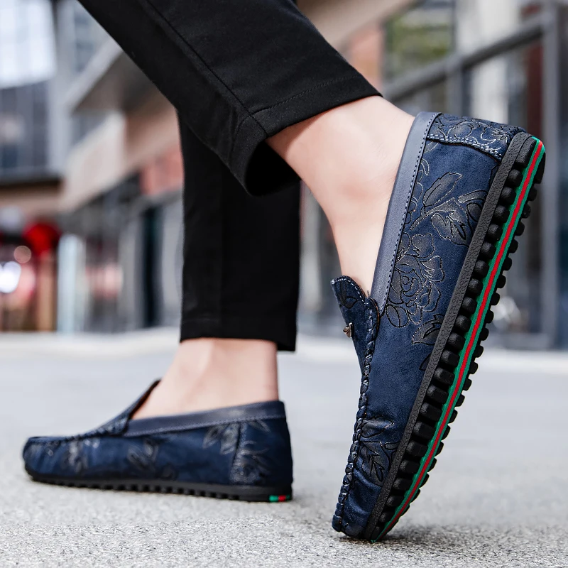 Marc - Floral Embossed Leather Loafers
