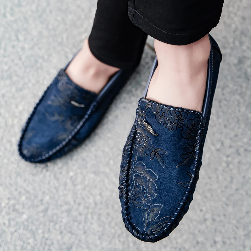 Marc - Floral Embossed Leather Loafers