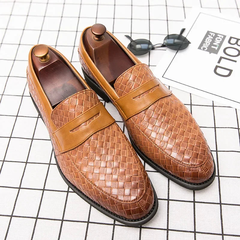 Benoit - Woven Leather Penny Loafers