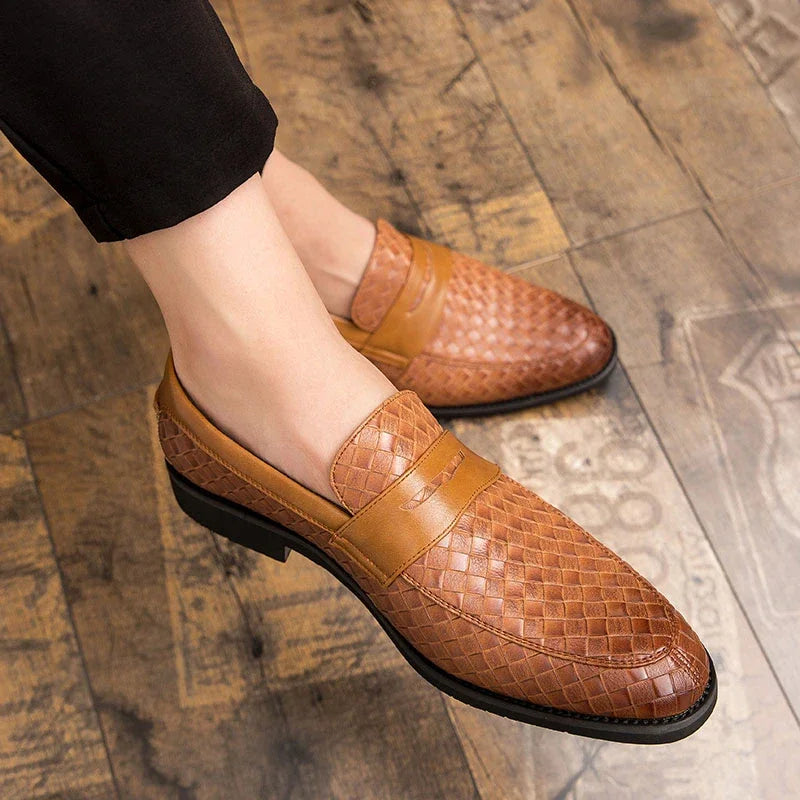 Benoit - Woven Leather Penny Loafers
