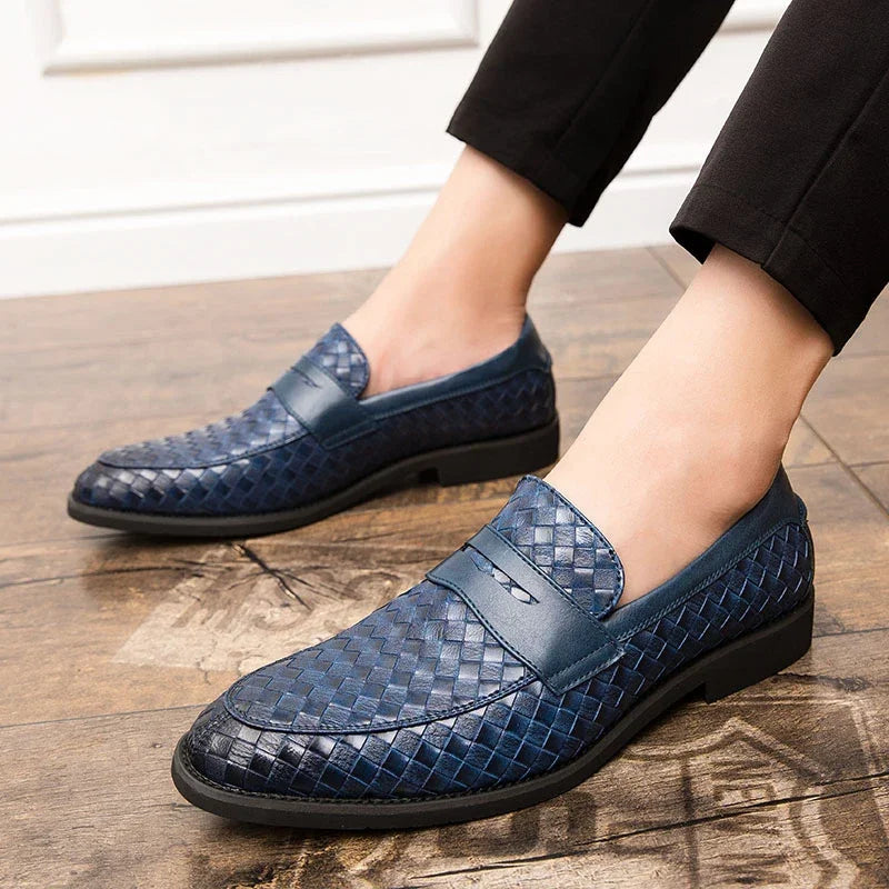 Benoit - Woven Leather Penny Loafers