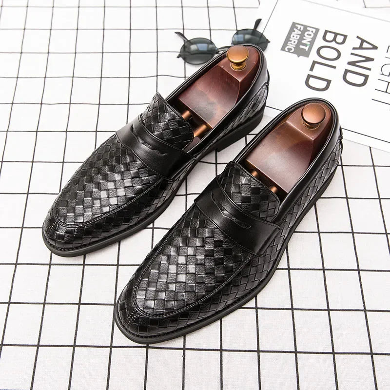 Benoit - Woven Leather Penny Loafers