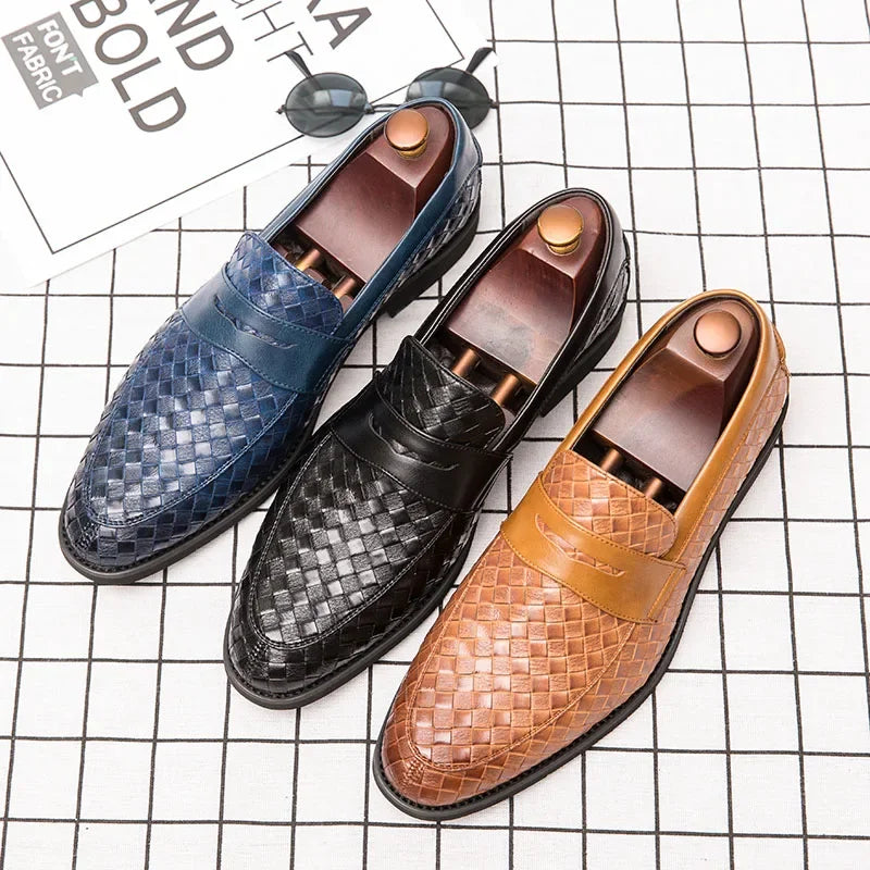 Benoit - Woven Leather Penny Loafers