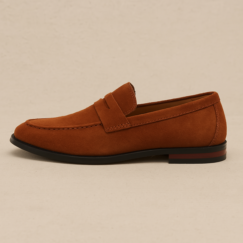 Rene - Old Money Style Suede Penny Loafers
