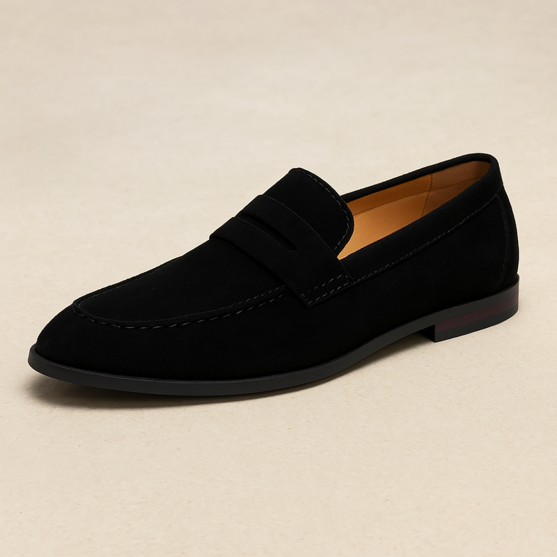 Rene - Old Money Style Suede Penny Loafers