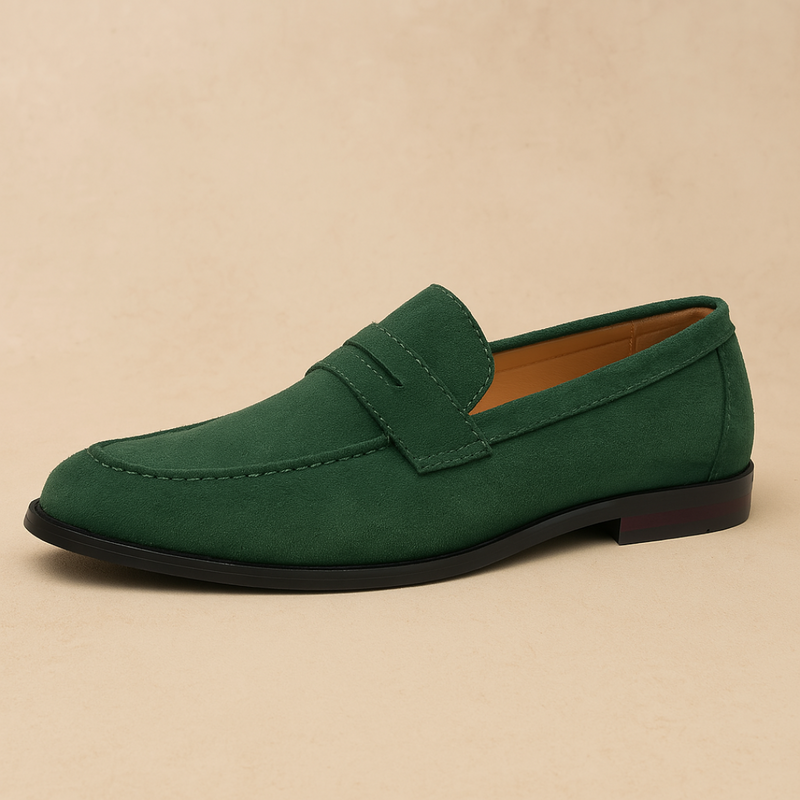 Rene - Old Money Style Suede Penny Loafers