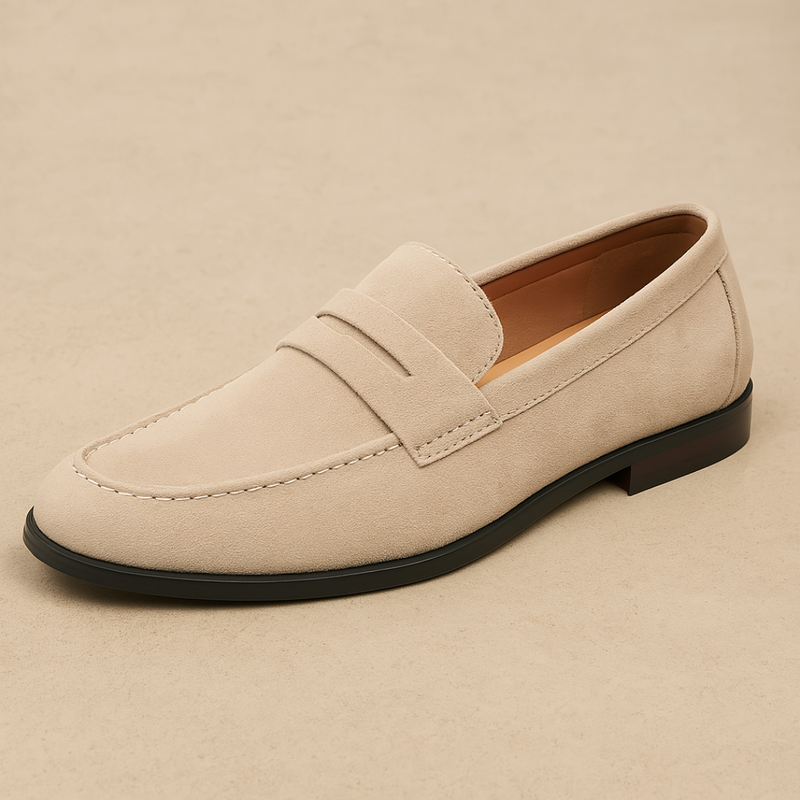 Rene - Old Money Style Suede Penny Loafers