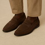 Rene - Old Money Style Suede Penny Loafers