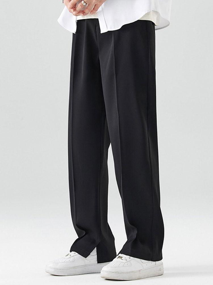 Arthur - Pleated Trousers with Split Hem