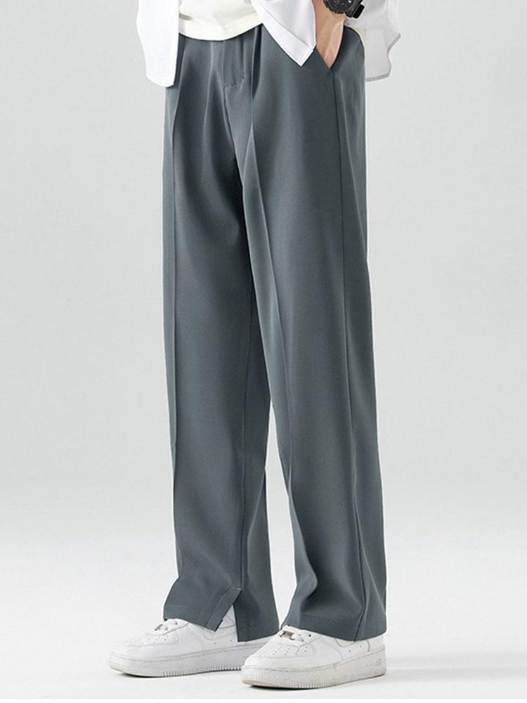 Arthur - Pleated Trousers with Split Hem