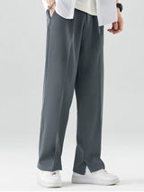 Arthur - Pleated Trousers with Split Hem