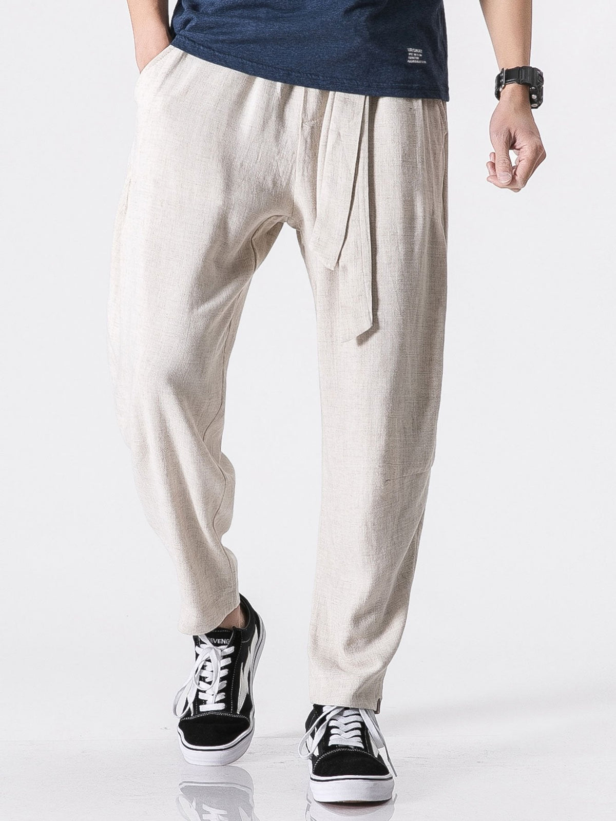 Emile - Linen Harem Trousers with Belt