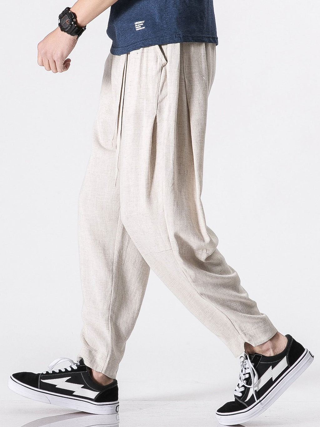 Emile - Linen Harem Trousers with Belt