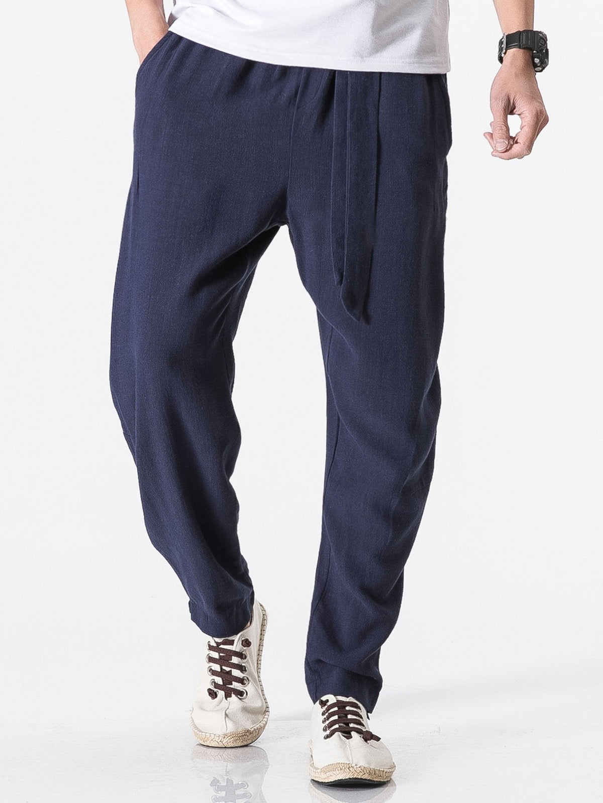 Emile - Linen Harem Trousers with Belt