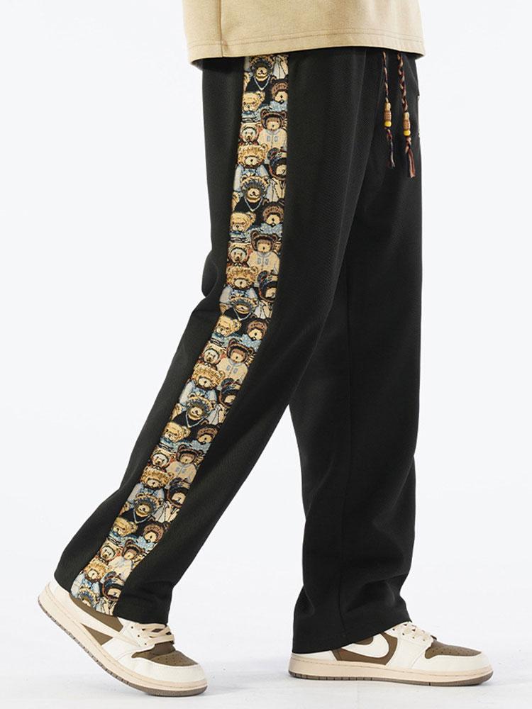 Victor - Straight Leg Trousers with Bear Print