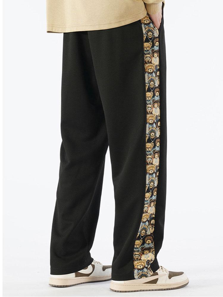 Victor - Straight Leg Trousers with Bear Print