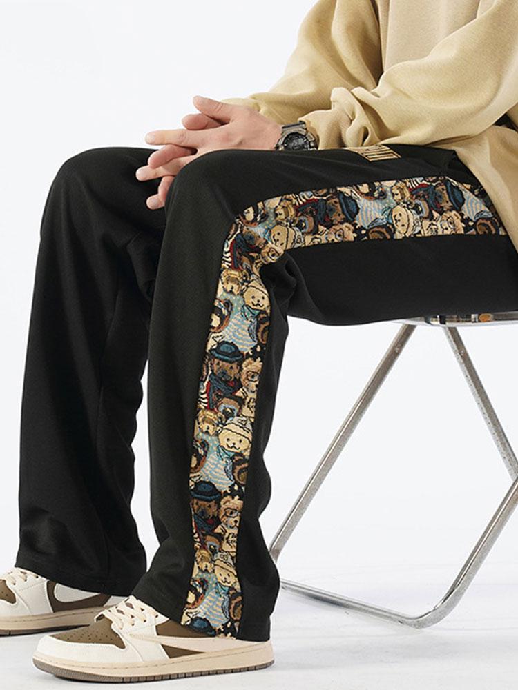 Victor - Straight Leg Trousers with Bear Print