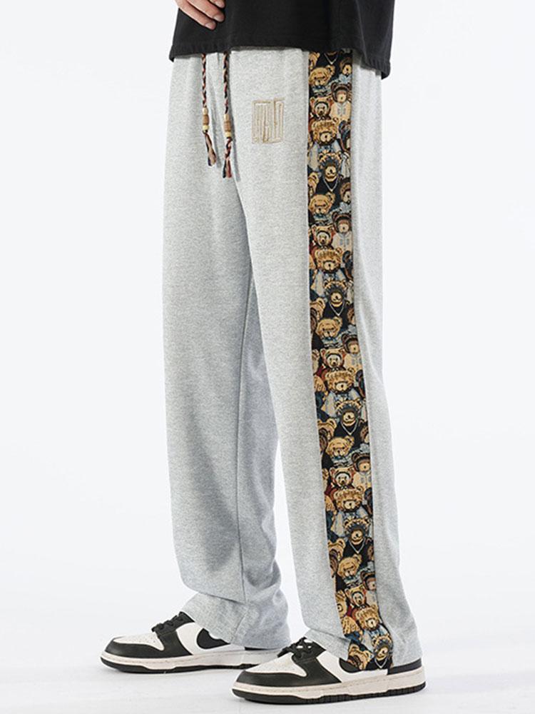 Victor - Straight Leg Trousers with Bear Print