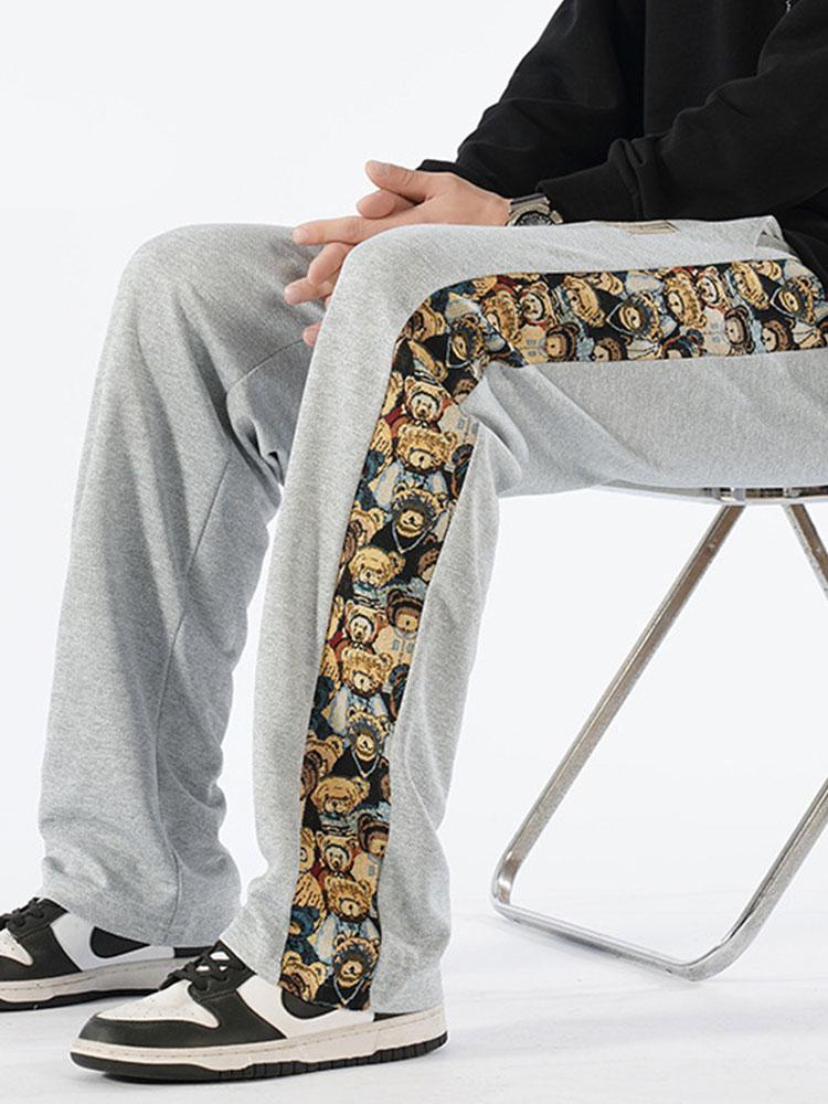 Victor - Straight Leg Trousers with Bear Print