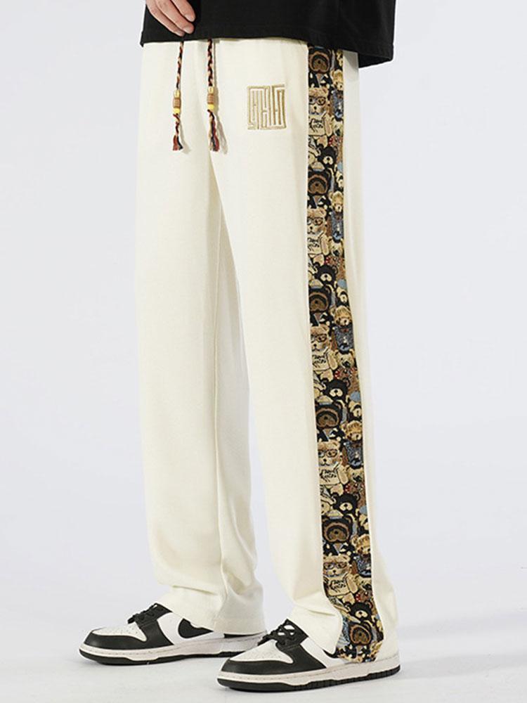 Victor - Straight Leg Trousers with Bear Print