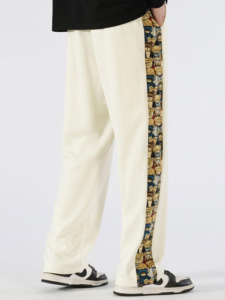 Victor - Straight Leg Trousers with Bear Print