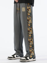 Victor - Straight Leg Trousers with Bear Print