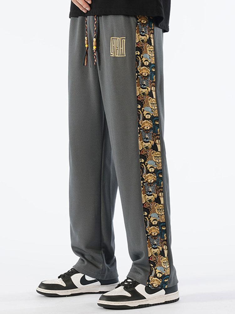 Victor - Straight Leg Trousers with Bear Print
