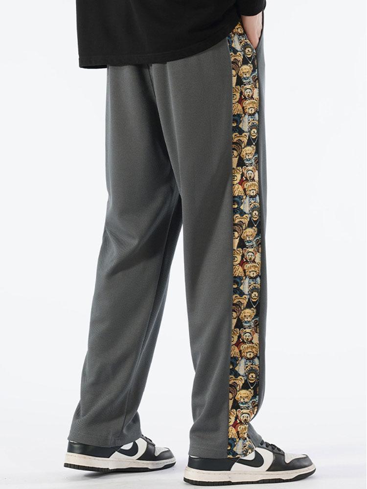 Victor - Straight Leg Trousers with Bear Print