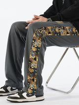 Victor - Straight Leg Trousers with Bear Print