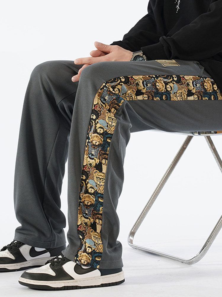 Victor - Straight Leg Trousers with Bear Print