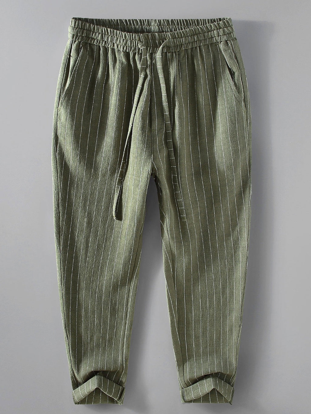 Hugo - Striped Linen Cropped Trousers