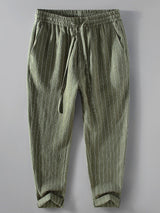 Hugo - Striped Linen Cropped Trousers