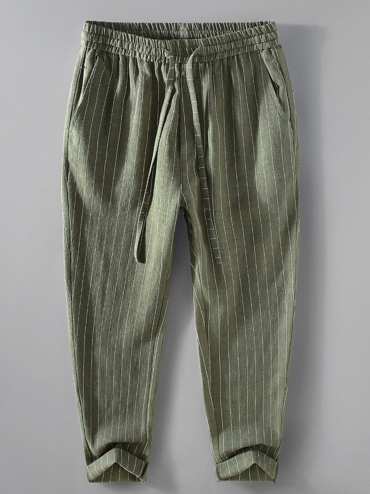 Hugo - Striped Linen Cropped Trousers