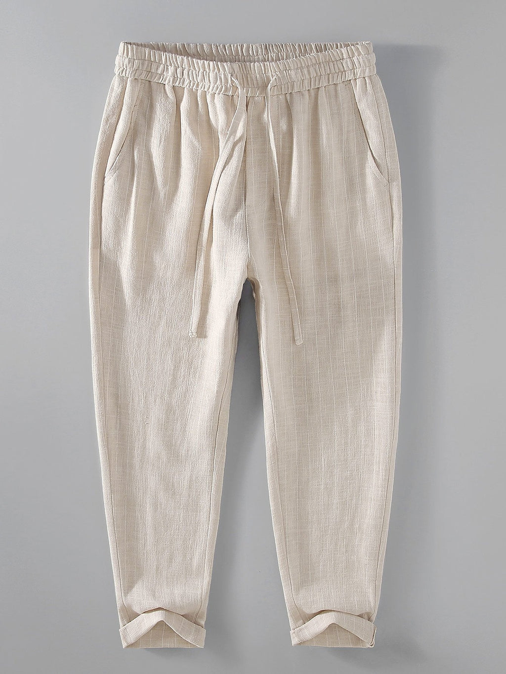 Hugo - Striped Linen Cropped Trousers