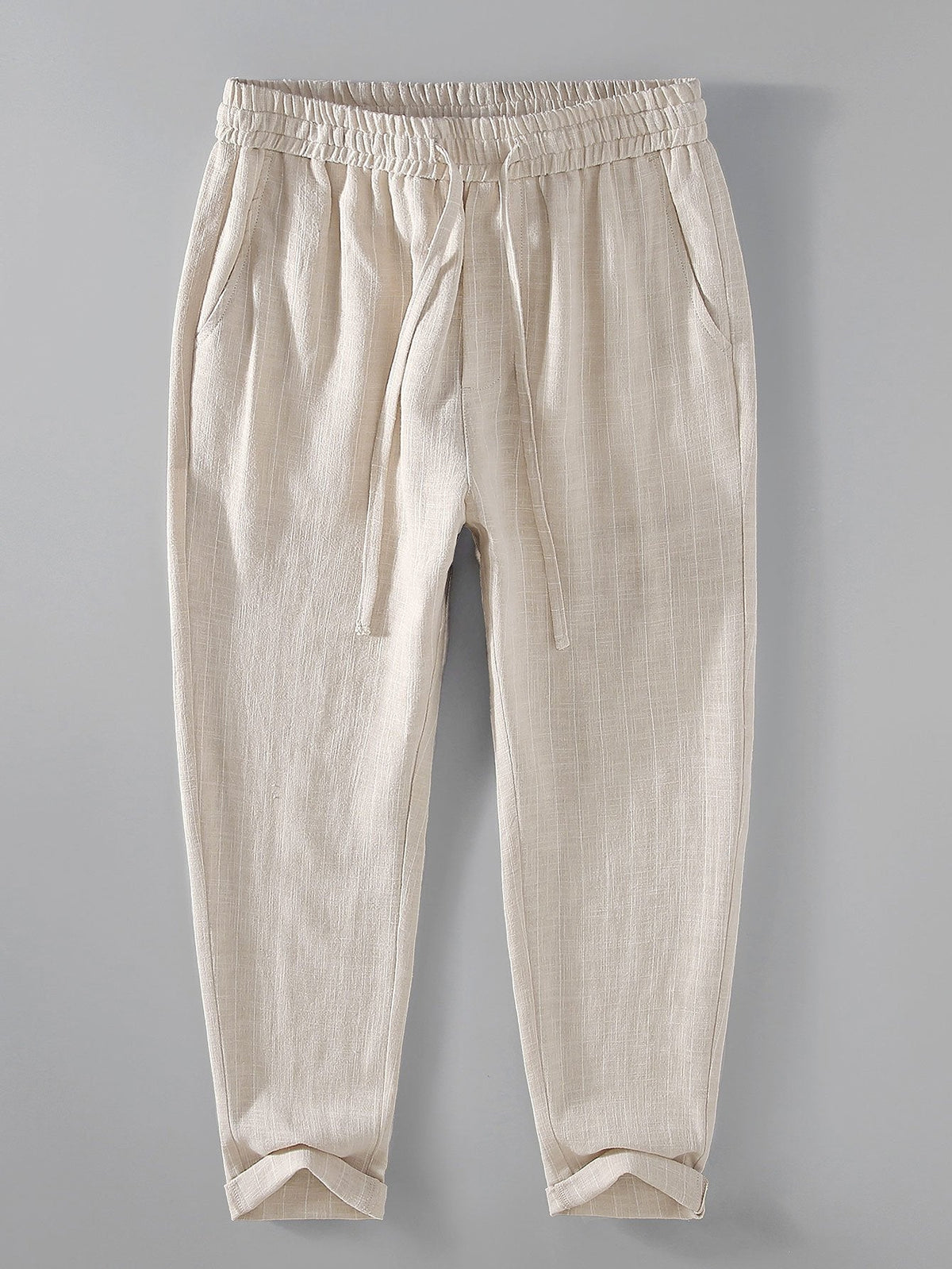 Hugo - Striped Linen Cropped Trousers