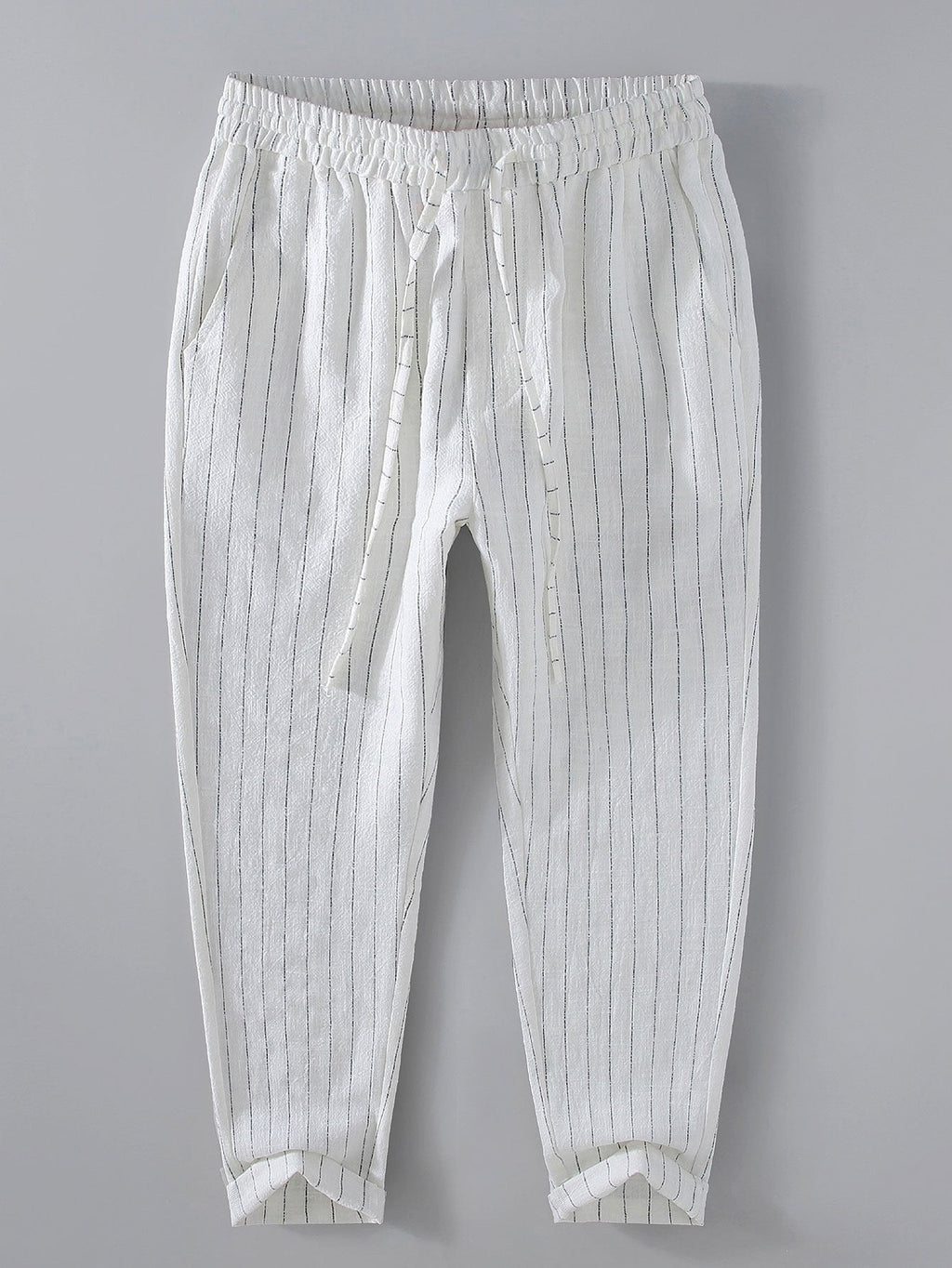 Hugo - Striped Linen Cropped Trousers