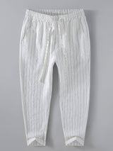 Hugo - Striped Linen Cropped Trousers