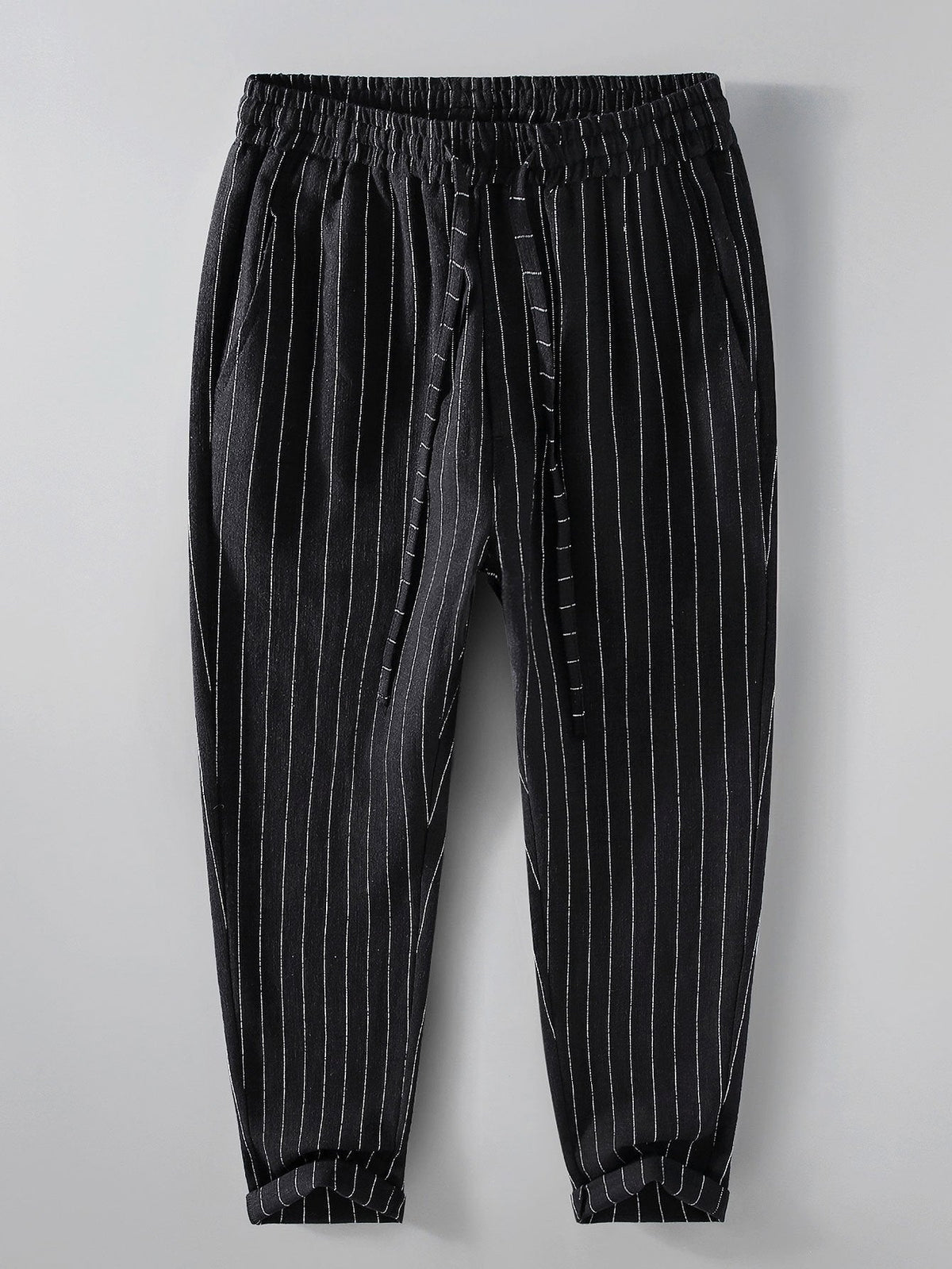 Hugo - Striped Linen Cropped Trousers