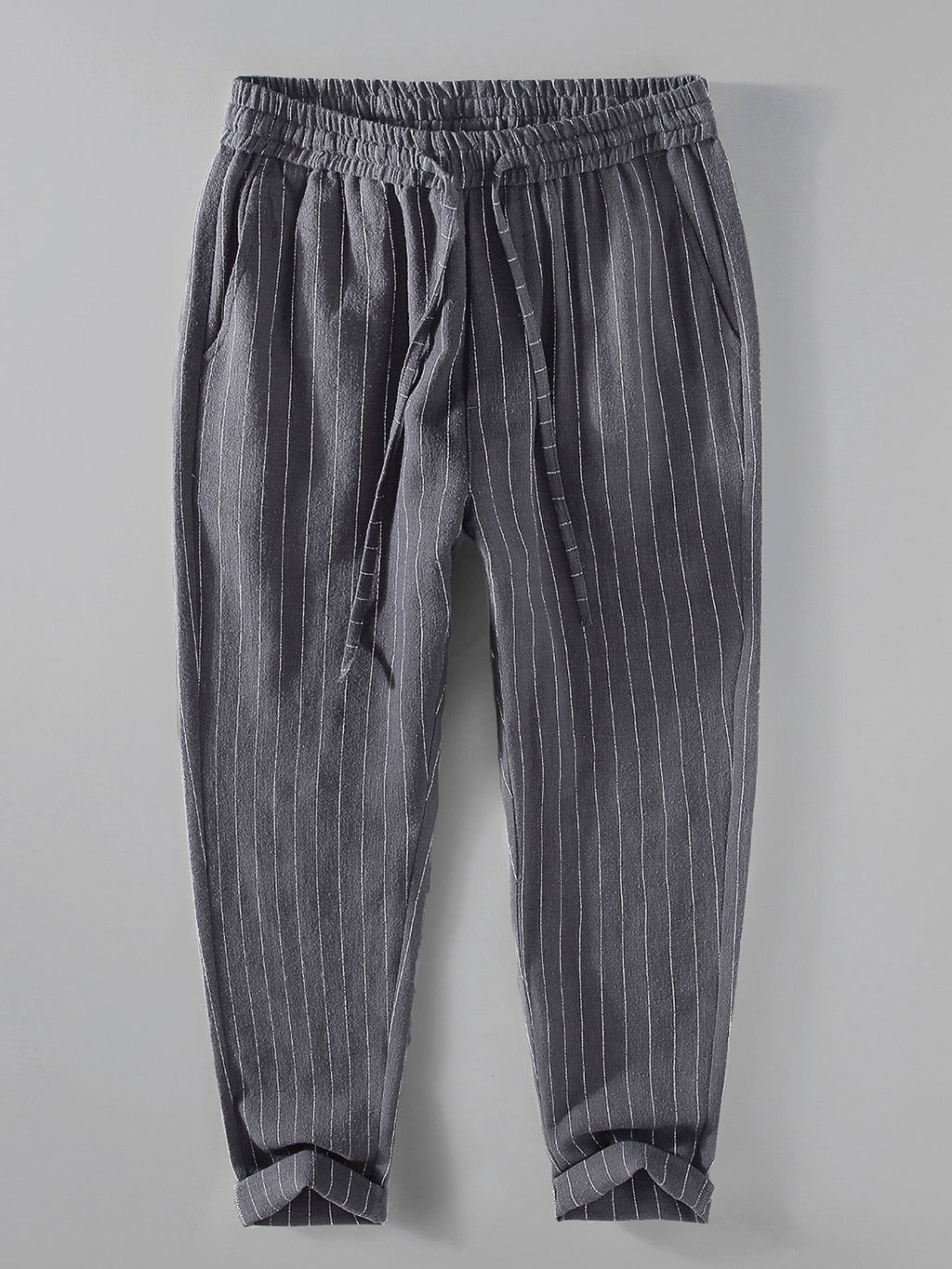 Hugo - Striped Linen Cropped Trousers