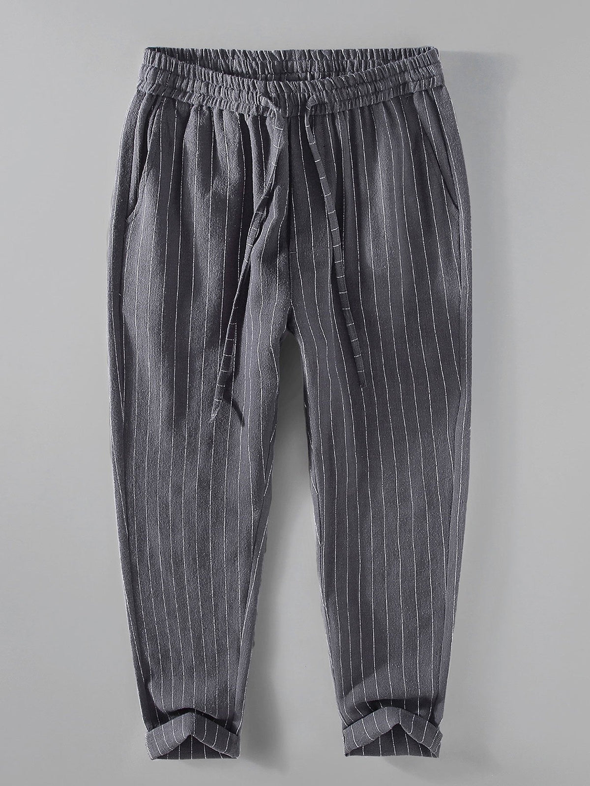 Hugo - Striped Linen Cropped Trousers
