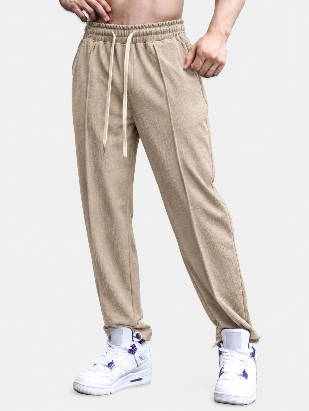 Arthur - Crinkle Texture Straight Leg Trousers