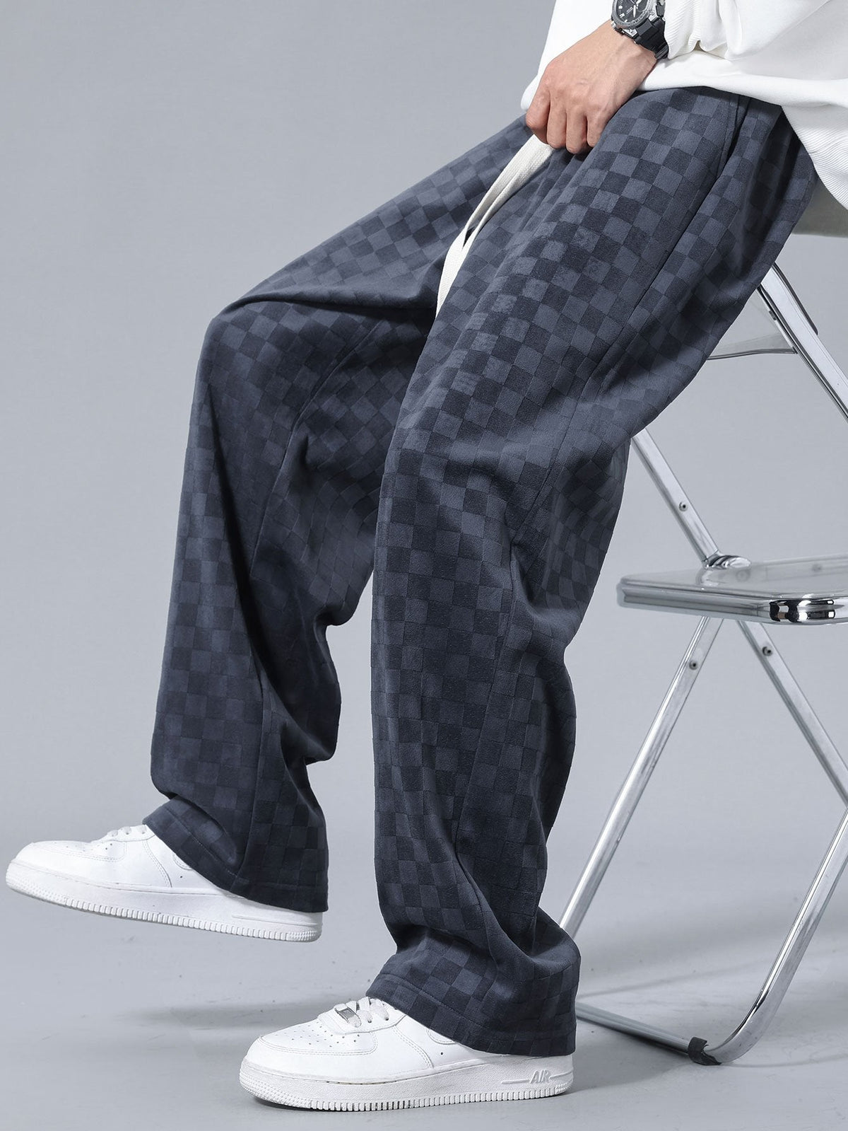 Jules - Checked Straight Leg Trousers