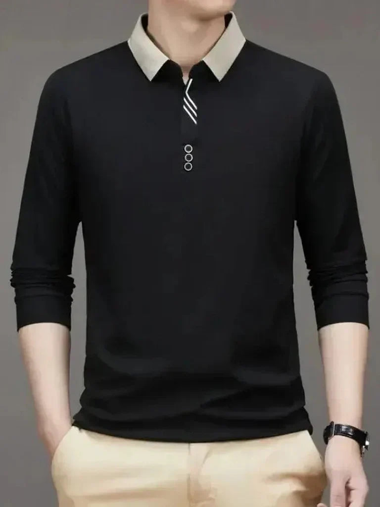 Patrick - Long Sleeve Polo with Ribbed Cuffs
